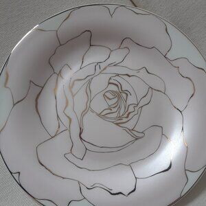 'BRILLIANT' "Rose Blossom" Fine Bone China Gold and Pink Plate